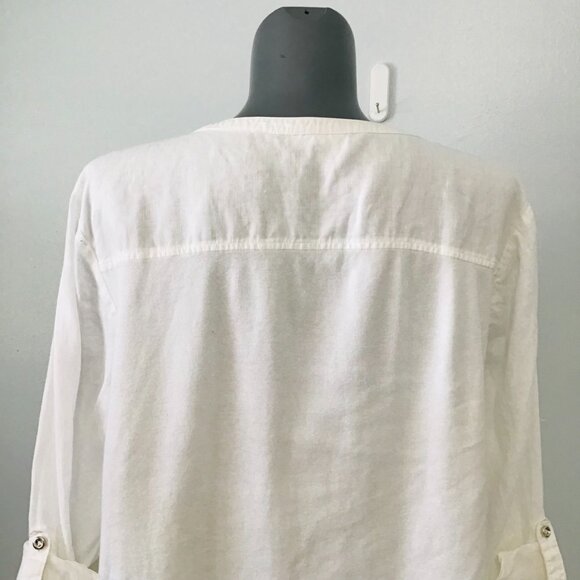JM Collection Linen Cotton Blend 1/4 Zip Tunic Top Size XL - Picture 5 of 12